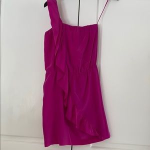 Mason Silk One Sleeve Hot Pink Dress Size 2